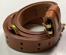 WWI US M1 GARAND RIFLE CARRY SLING-BROWN LEATHER, MAKER MARKED picture