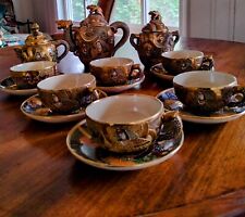 Vintage Japanese Satsuma Moriage Gold Dragon Ware 15Piece Ceramic Tea Set. picture