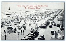 c1910 City Cape May Invites Vacation Here Classic Cars Beach New Jersey Postcard picture