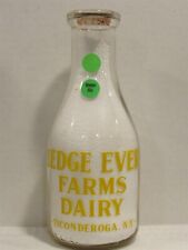 TRPQ Milk Bottle Ledge Ever Farms Dairy Farm Ticonderoga NY ESSEX COUNTY 1951 picture
