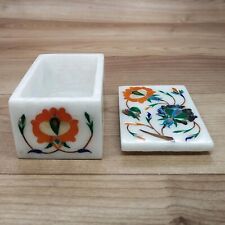 Set of 3 Pieces Marble Jewelry Box Multicolor Gemstones Inlay Work Multiuse Box picture