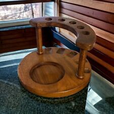 Vintage Wooden Pipe Stand Holds 5 Pipes picture