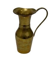 VTG Solid Brass Mini Antique Pitcher Ornate Vase Decor Made In India 6 Inch Tall picture