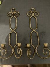 Pair Of Vintage Homco Wall Vance’s Metal Twisted Braid Design Hold Four Candles picture