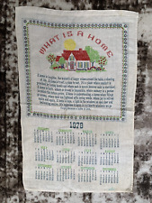 Vintage 1978 Linen Tea Towel Calendar Home House 70s Vtg Nostalgia picture