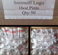 50pc SMIRNOFF VODKA LOGO PLASTIC PINT 16oz GLASSES LOT OF 50 PROMO BAR PARTY NEW picture