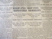 1926 FEBRUARY 8 NEW YORK TIMES - MUSSOLINI'S ATTACK RESENTED BY BERLIN - NT 6608 picture