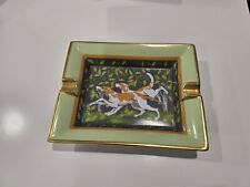 Hermes Paris Ashtray Dog Pattern Plate Dish Porcelain Tray Change Tray RARE picture