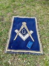Vintage Freemason Masonic Blanket RUG 69 x 49” & Book Authentic Official Issued picture