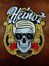 Large Heino Skull Rockabilly Old School Vintage Tattoo Patch Iron on Clothes picture