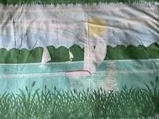 Vintage Sailboat Bed Sheet Flat 70s 80s Home Decor Water Sports Twin Full picture