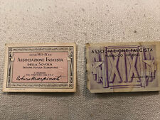 ITALY 2 ORIGINAL FASCIST 1931 ERA MEMBERSHIP ID CARDS picture