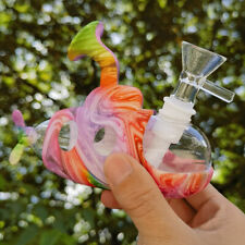 4.9 Inch Glass Bong Colorful Silicone Submarine Smoking Hookah Water Pipe + Bowl picture