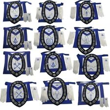Masonic Blue Lodge Apron silver chain collar with jewel and gloves pack of 12X4 picture