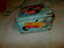 Vintage- BEATLES METAL LUNCH BOX 1965 ORIGINAL Aladdin School Sticker On Side picture