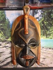 Small African Kenya Tribal Mask Hand Carved Wood Wall Decor 7.5