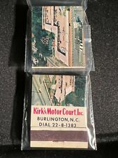 VINTAGE MATCHBOOK - 2 KIRK'S MOTOR COURT INC - BURLINGON, NC - UNSTRUCK picture