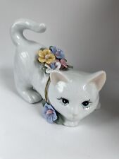 Beautiful Cat With 3D Floral Collar Home Decor, 5” Tall, Rare, Read Description picture