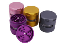 2.5x3 Inches 4-Piece Aluminum Grip Edge Grinder with Glass Window Herb Grinder picture