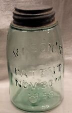 Light Green Midget Mason's Patent Nov. 30 1858 Fruit Jar Odd Marking On Bottom picture