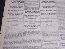 1920 MARCH 6 NEW YORK TIMES - REPARATION FIRST IS FRENCH DEMAND - NT 6770 picture