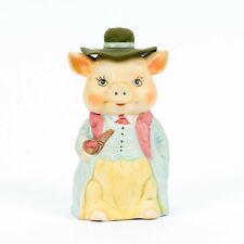 Vintage Fancy Dressed Mr. Pig Smoking Pipe Ceramic Bell picture
