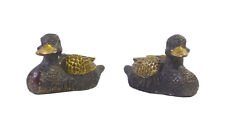 Chinese Pair Brown Bronze Metal Duck Figures cs1607 picture
