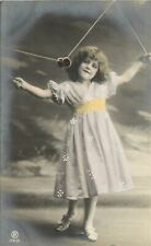 c1907 Hand-Colored RPPC RPH 1731/3 Little Girl in Lavender Plays Diabolo Game picture
