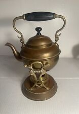 Rare Antique S & C Trade Mark New York Brass Tilting Teapot With Warmer picture