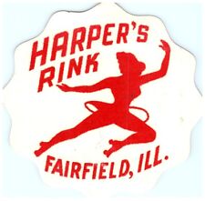 Original 1940s Roller Skating Rink Felt Sticker Harper's Fairfield IL s20 picture