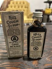 ANTIQUE MEDICINE DR. BELL’S COUGH SYRUP GLASS BOTTLE PAPER LABEL NYC FULL picture