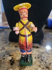 Vintage Miniature Wood Carved Indian Musical Band Figure Maracas Hand Painted picture