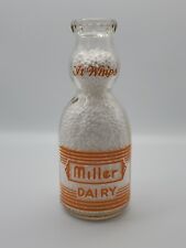 1951 TRPQ Miller Dairy Cream Top Milk Bottle Connersville Cambridge City Indiana picture