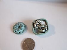 Vintage Metal Buttons, 1930's Blue Patina Collectible Buttons, Lot of 2 picture