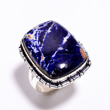 Sodalite Gemstone Vintage Handmade Jewelry 925 Sterling Silver Ring 9 US GSR-198 picture