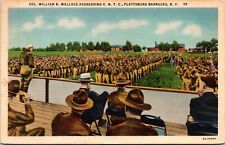 Vtg Plattsburg Barracks NY Col William B Wallace Addressing C.M.T.C. Postcard picture