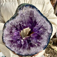4.5LB Natural Amethyst Cave Crystal Slice Crescent shaped Hand Cut Repai picture