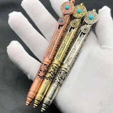 Classic EDC Solid Brass Steampunk Mechanical Disc Pen Pocket Tool Signature Pen  picture