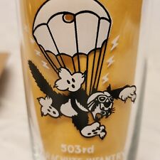 Original Glass 503rd Parachute Infantry Screaming Cat Parachuting Down PIR  picture
