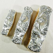 Rare UNGER BROS Art Nouveau 'Queen of the Flowers' Brush Set - 3 pc set Sterling picture