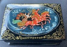 Vintage Soviet Russian Russia USSR Mstera Lacquer Trinket Signed Wooden Box picture