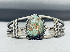 SPECTACULAR VINTAGE NAVAJO ROYSTON TURQUOISE STERLING SILVER BRACELET picture