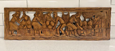 Vintage Wall Plaque African Haitian Wood Hand Carved Art Port Au Prince Haiti picture