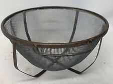 Vintage Rustic Farmhouse Wire Mesh Footed Screen STRAINER COLANDER picture