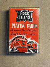 RARE Sealed In Box Vtg/Antique Chicago Rock Island Railroad Playing Cards Trains picture