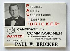 1960s Vote Paul Bricker Franklin County Co Pennsylvania Vtg Political Notepad PA picture