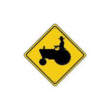 Tractor Traffic Farm Crossing Traffic Novelty Notice Aluminum Metal Sign picture