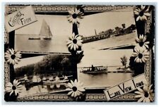 c1920s Multiview Sailboat Steamship Women Daisy Lake View IA RPPC Photo Postcard picture