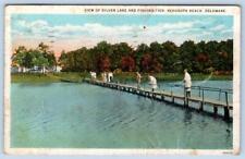 1935 REHOBOTH BEACH DELAWARE FISHING PIER SILVER LAKE POSTCARD*CONDITION ISSUES* picture