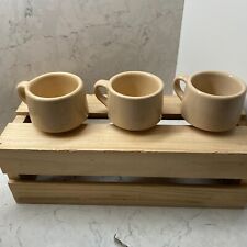 TEPCO USA CHINA Stackable Heavy Coffee Mugs Tan Restaurant Ware Set of 3 picture